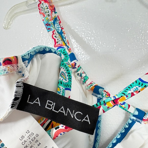 La Blanca Gypsy Soul High Neck Keyhole One Piece Swimsuit Multicolor Paisley 12 - Picture 6 of 9